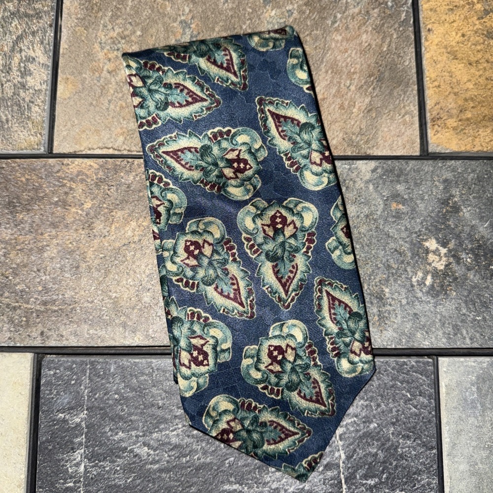 Christian Dior Monsieur Blue/green/red 100% Silk Neck Tie 3.5 Width